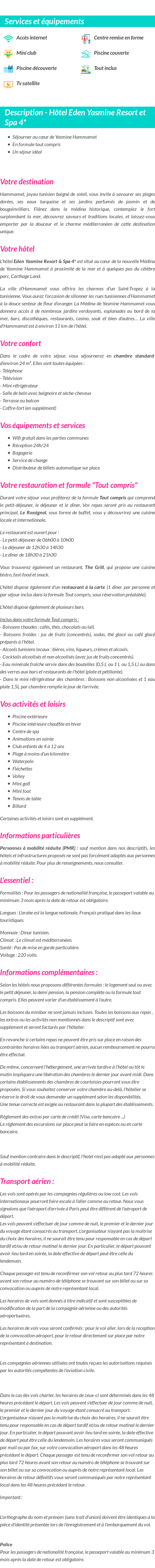 Détails du séjour