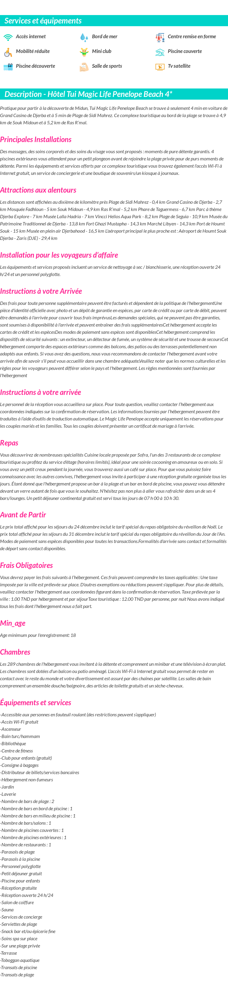 Détails du séjour