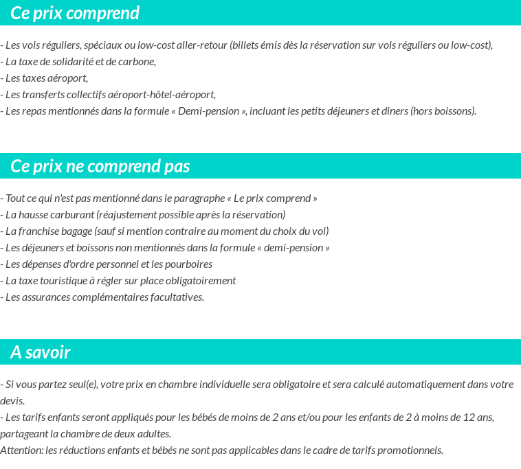 Conditions tarifaires