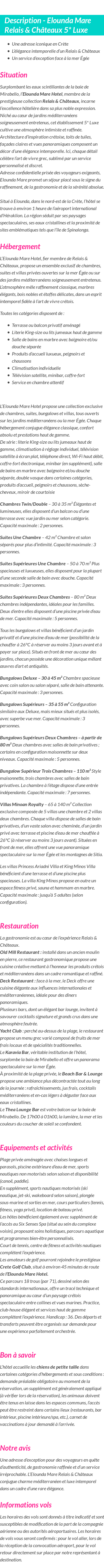 Détails du séjour