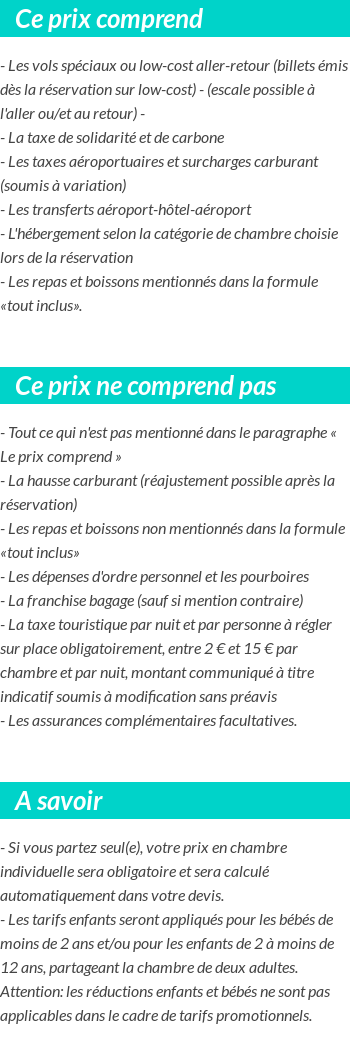 Conditions tarifaires