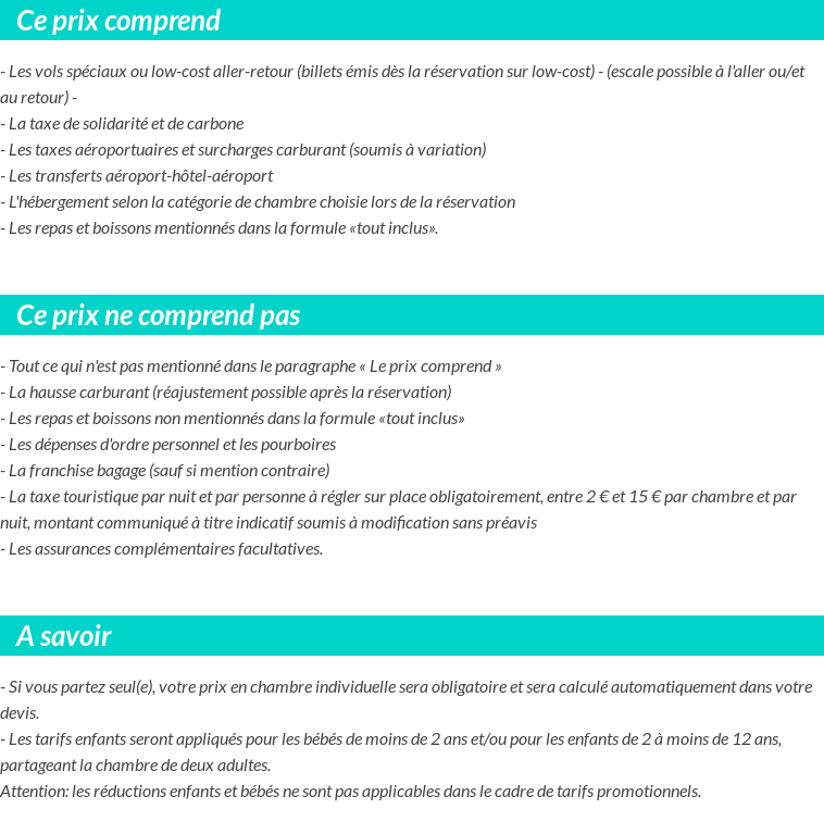 Conditions tarifaires