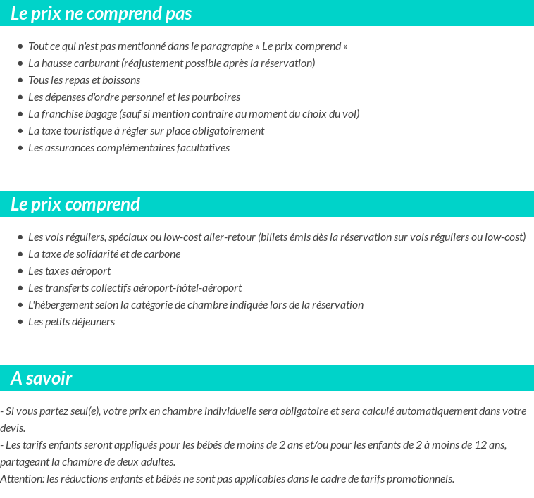 Conditions tarifaires