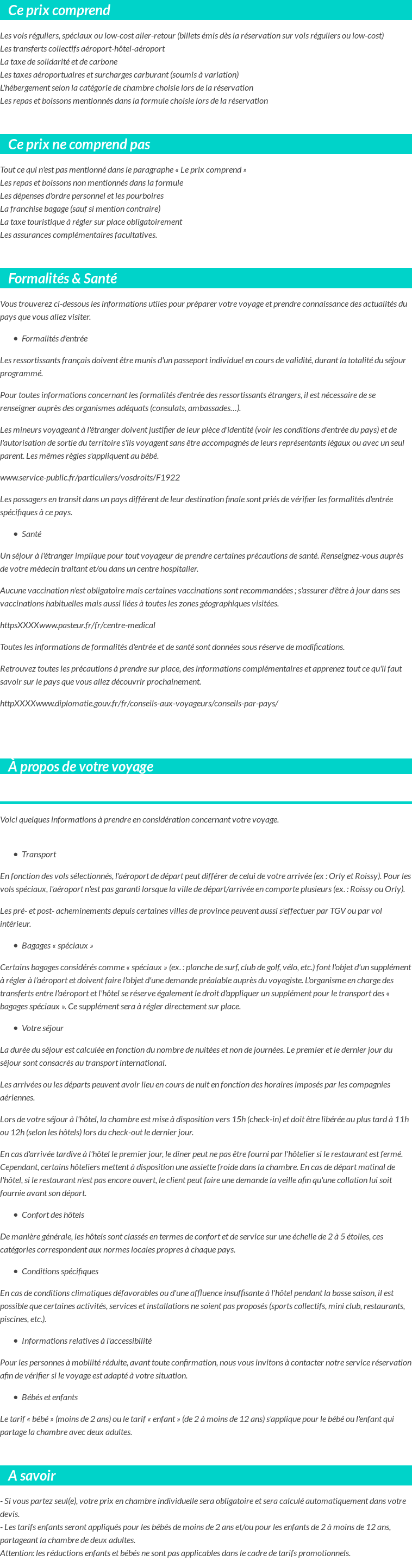 Conditions tarifaires