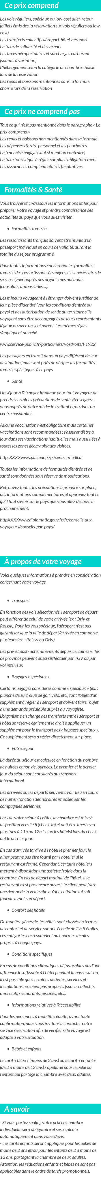 Conditions tarifaires