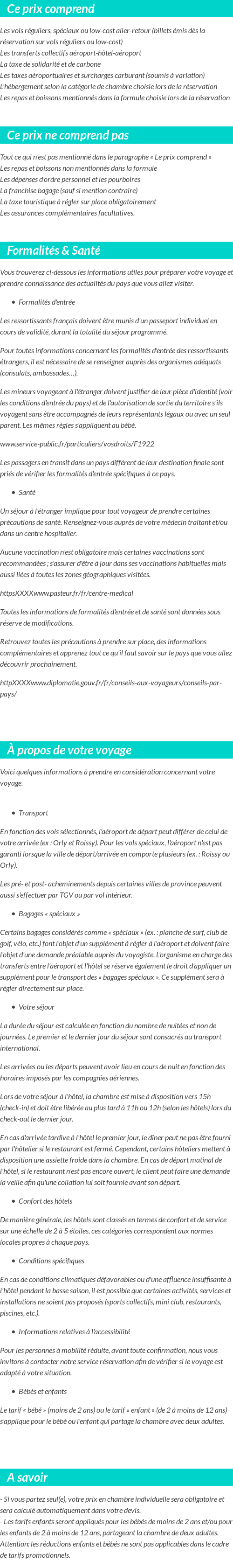 Conditions tarifaires