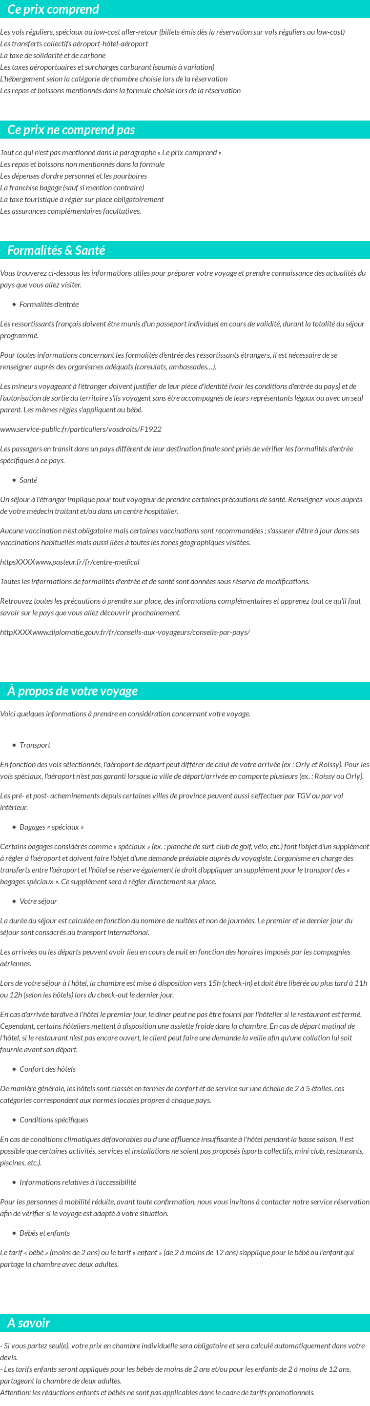 Conditions tarifaires