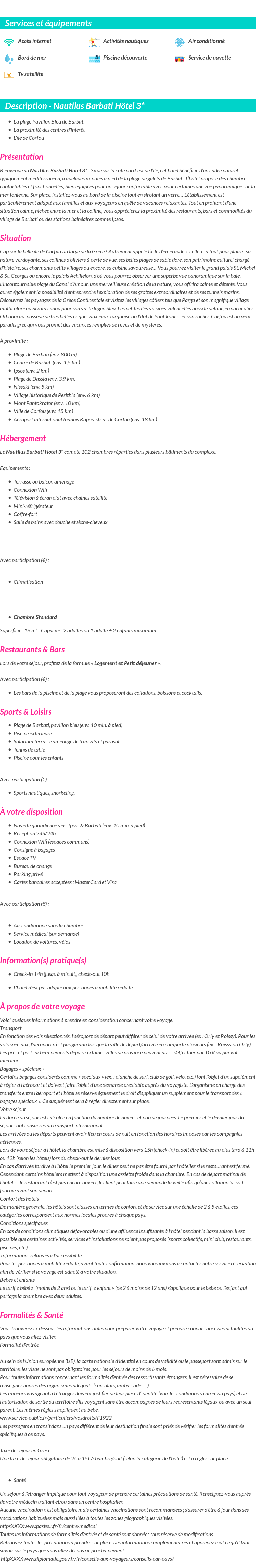 Détails du séjour