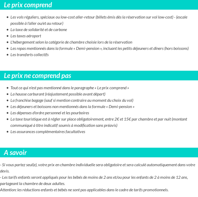 Conditions tarifaires