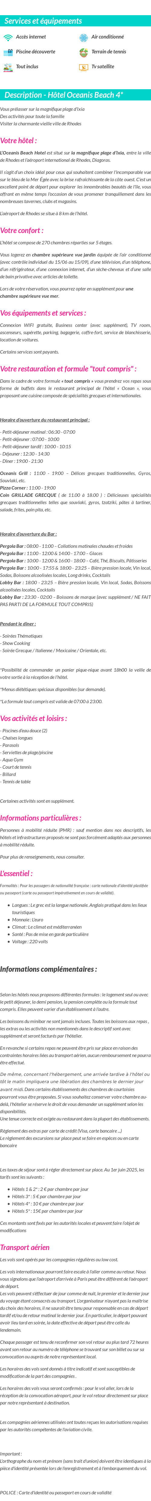 Détails du séjour