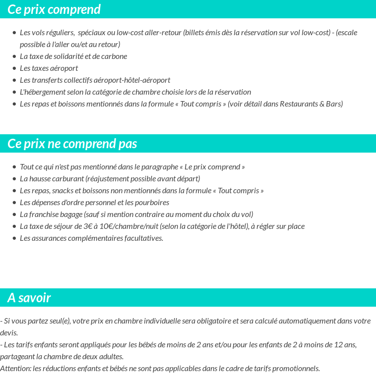 Conditions tarifaires