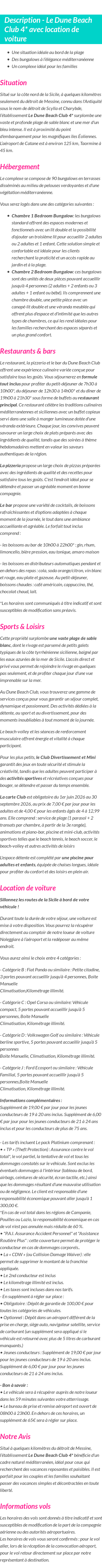Détails du séjour