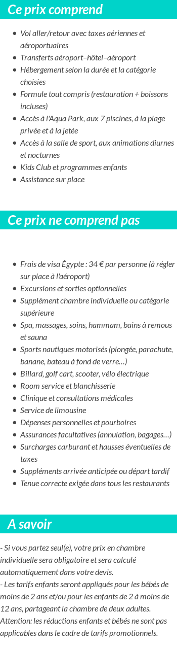 Conditions tarifaires