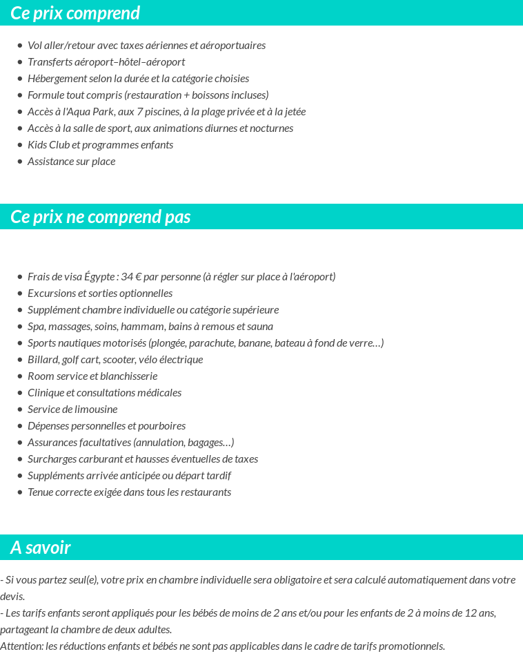 Conditions tarifaires