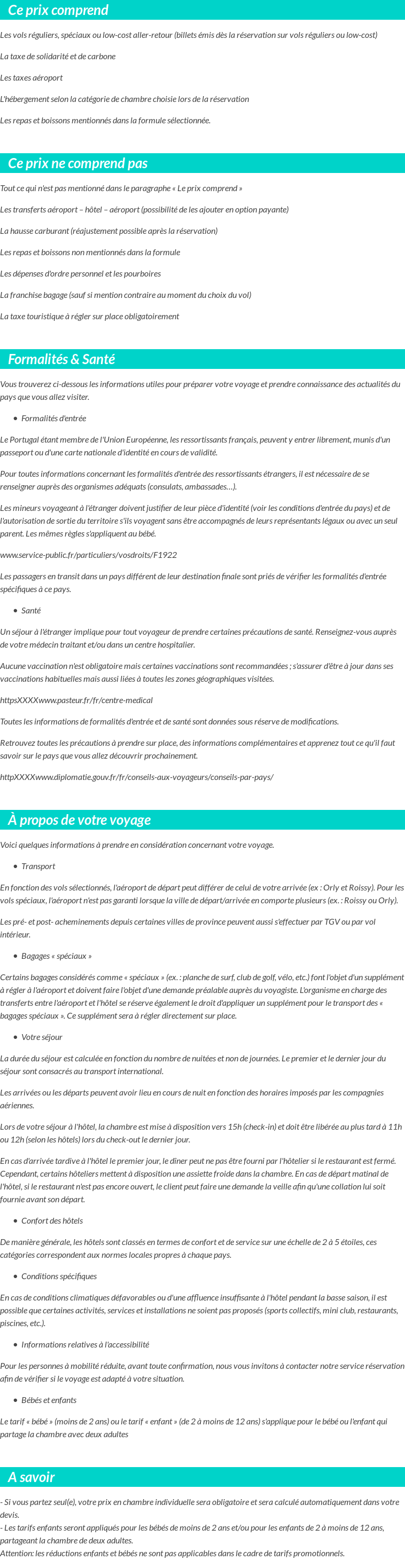 Conditions tarifaires