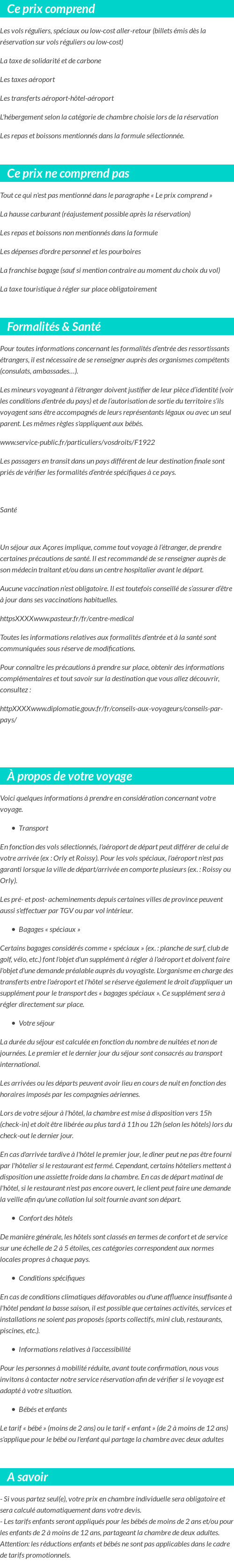 Conditions tarifaires