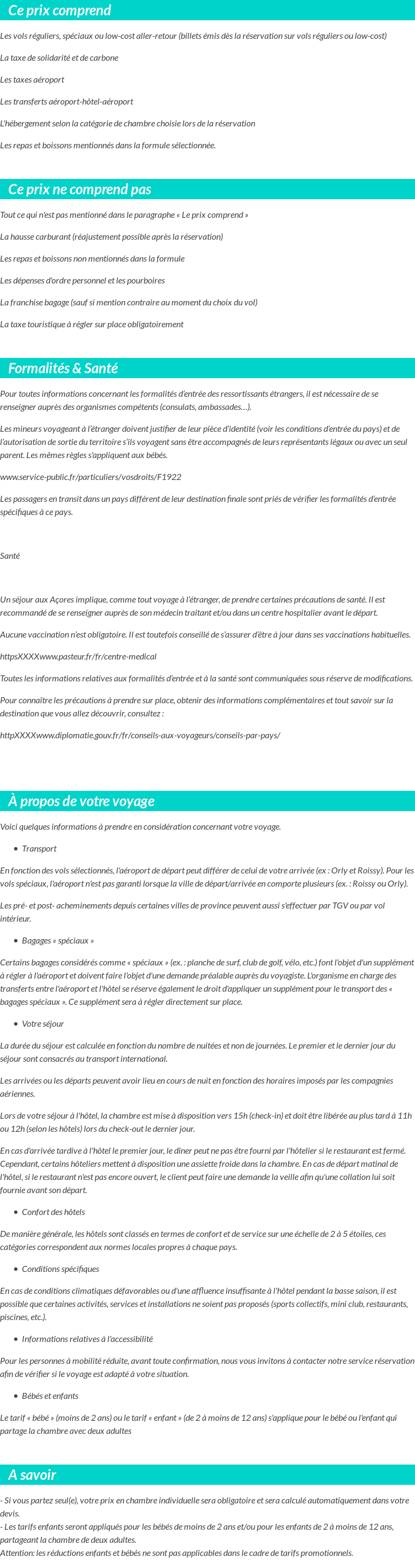 Conditions tarifaires