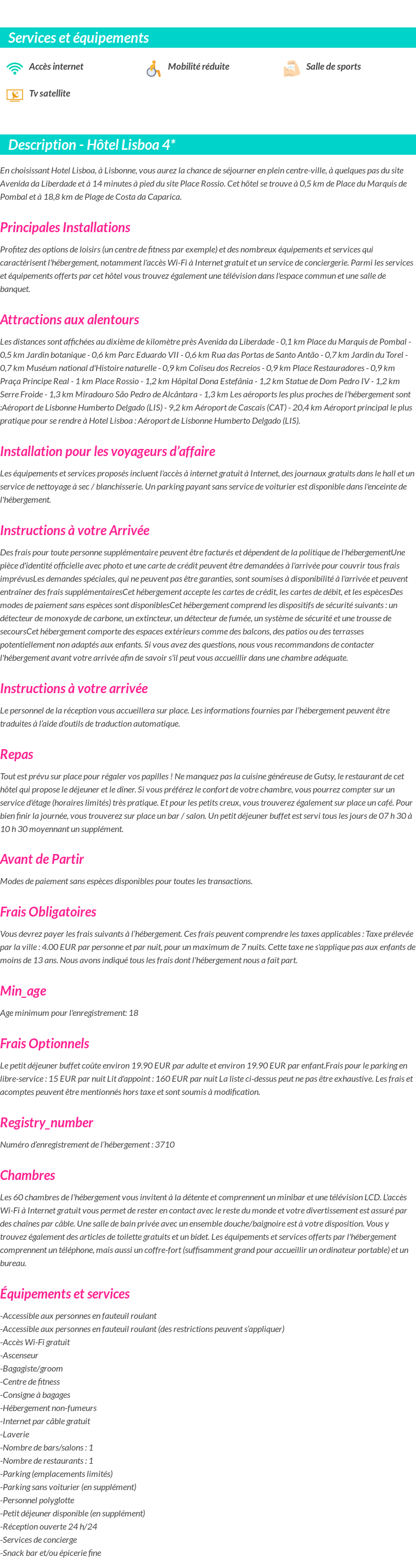 Détails du séjour