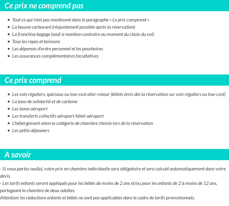 Conditions tarifaires