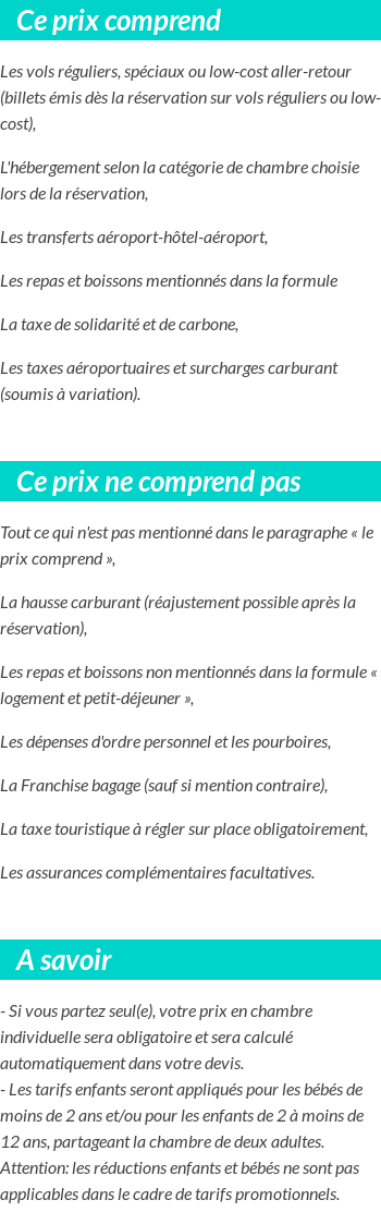 Conditions tarifaires