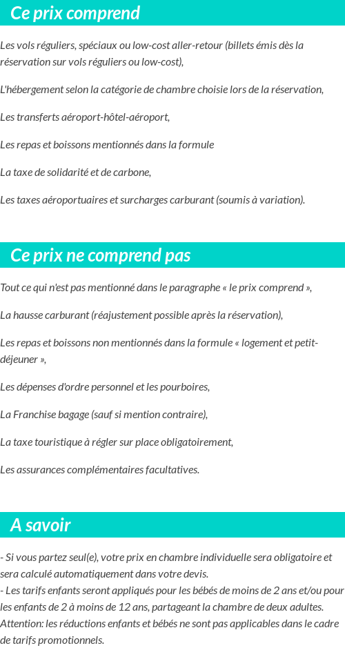 Conditions tarifaires