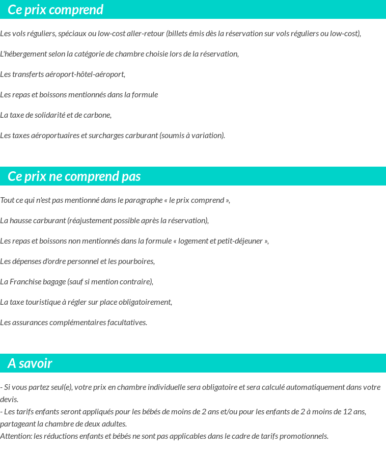 Conditions tarifaires
