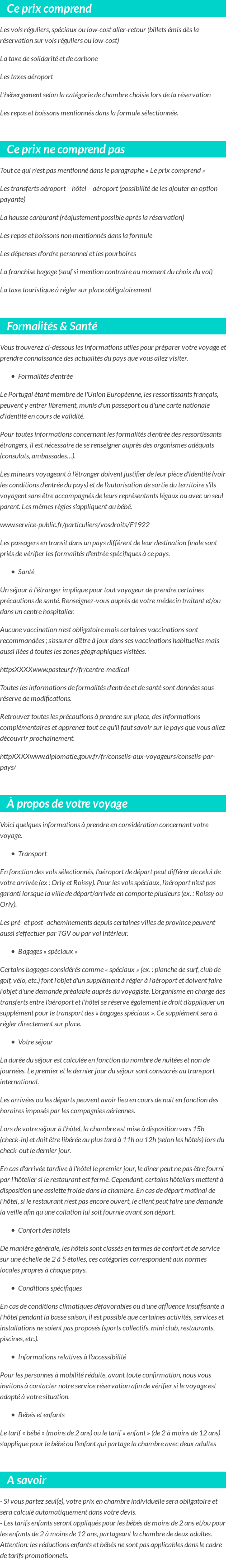 Conditions tarifaires