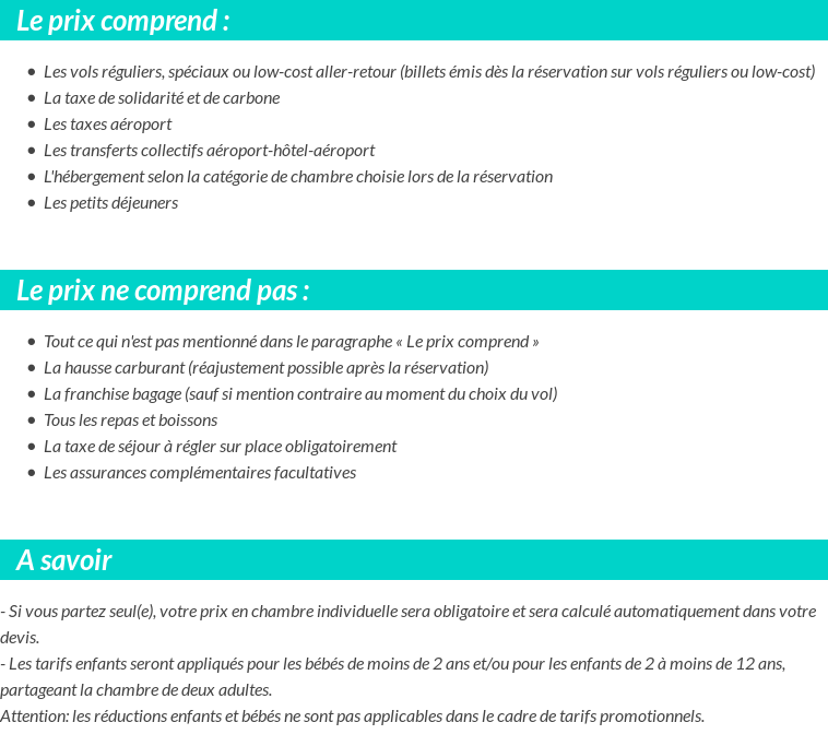 Conditions tarifaires