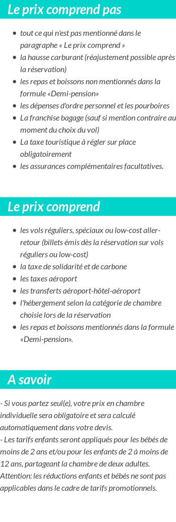 Conditions tarifaires