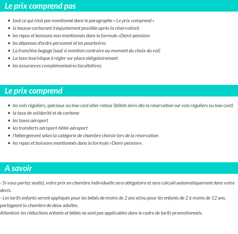 Conditions tarifaires