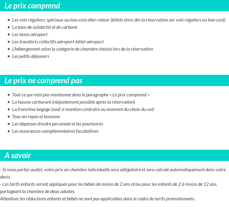 Conditions tarifaires