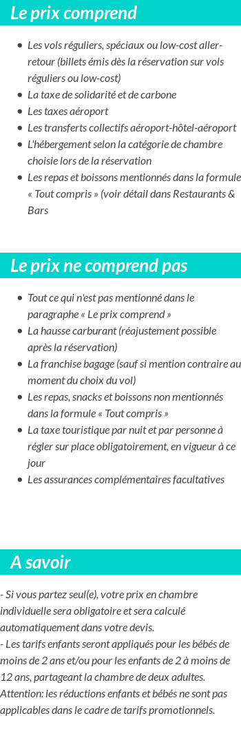 Conditions tarifaires