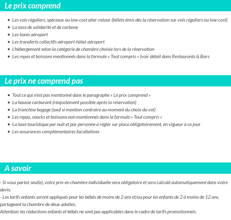 Conditions tarifaires