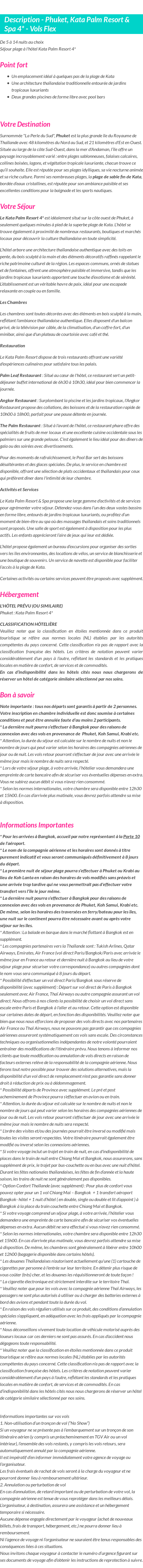 Détails du séjour