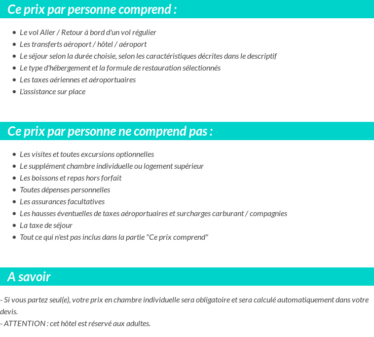 Conditions tarifaires