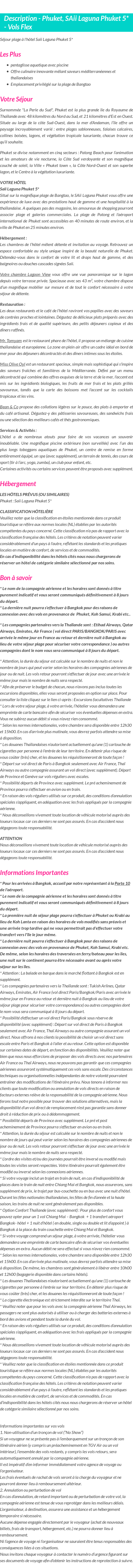Détails du séjour