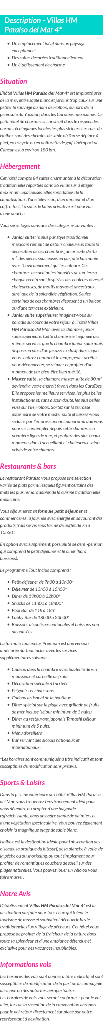 Détails du séjour