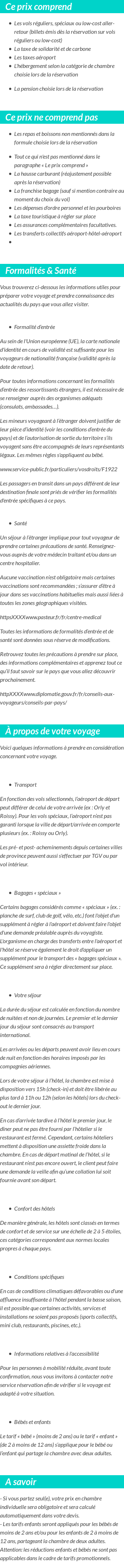 Conditions tarifaires