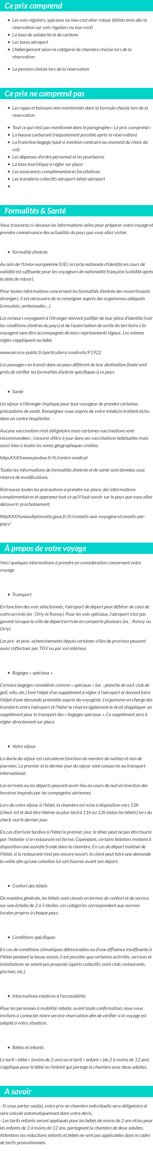 Conditions tarifaires