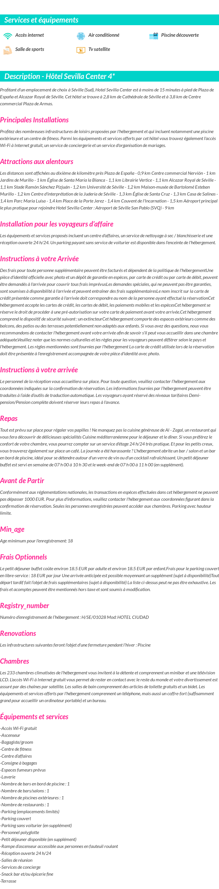 Détails du séjour