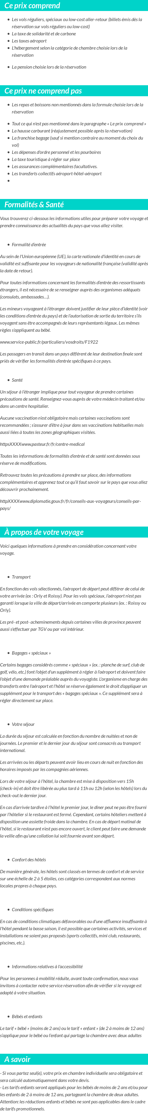 Conditions tarifaires