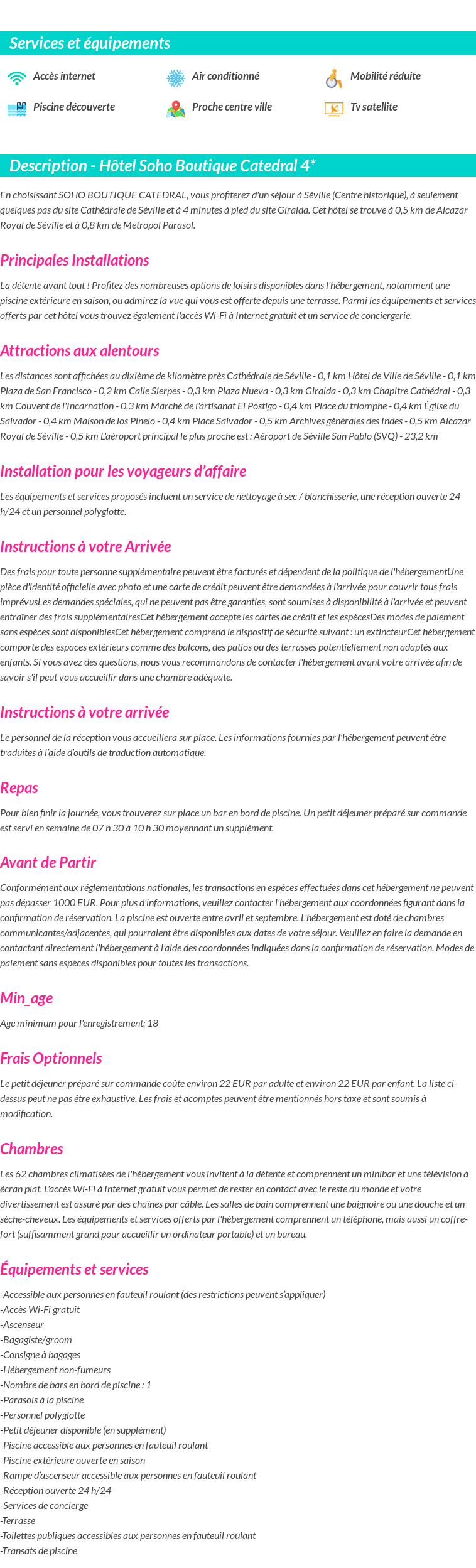 Détails du séjour