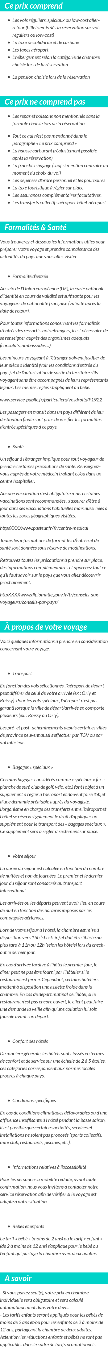 Conditions tarifaires