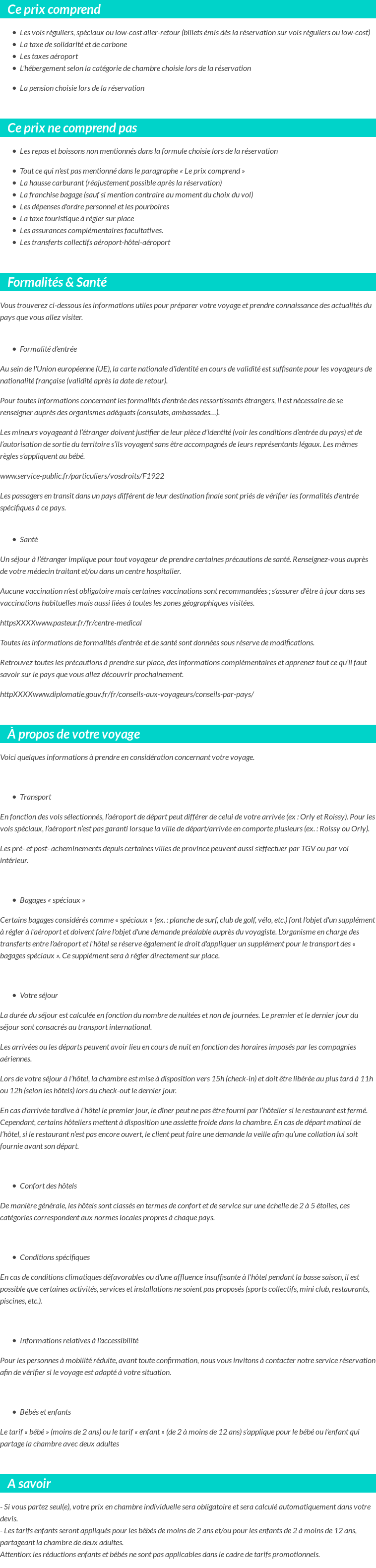 Conditions tarifaires