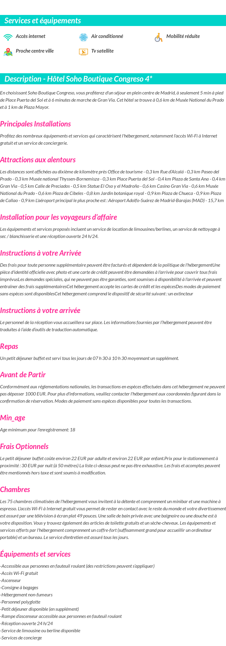 Détails du séjour