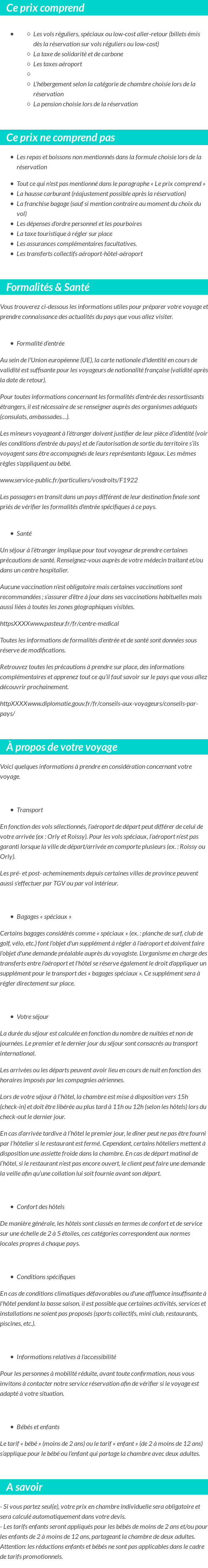 Conditions tarifaires