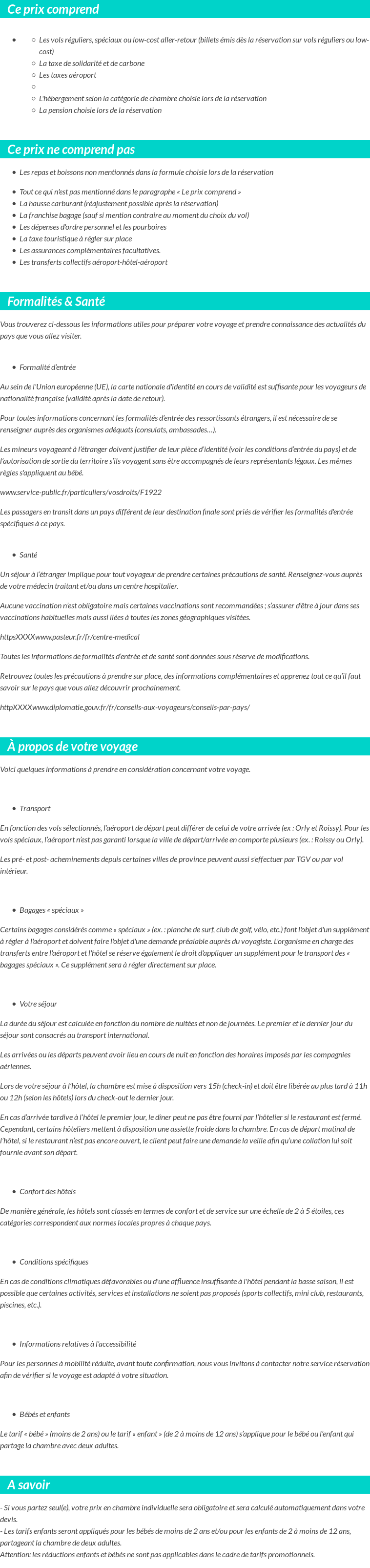 Conditions tarifaires