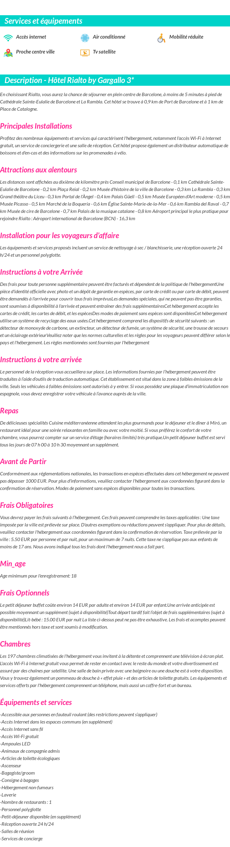 Détails du séjour