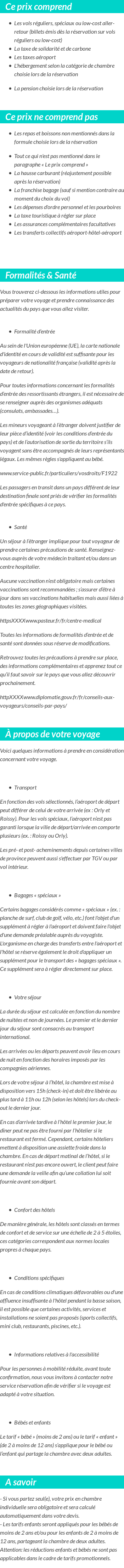 Conditions tarifaires
