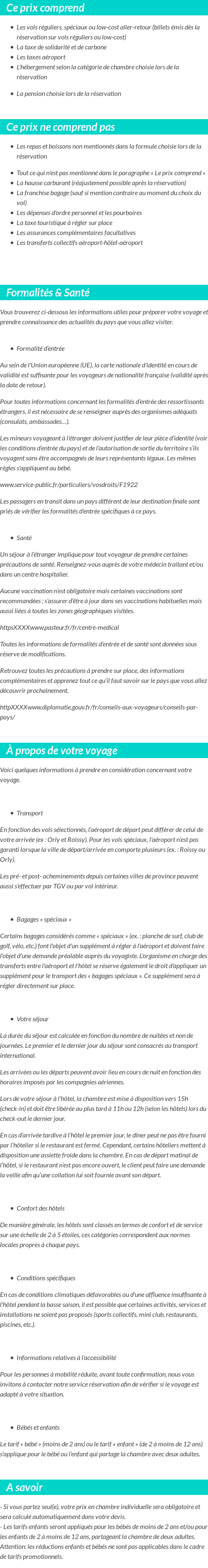 Conditions tarifaires
